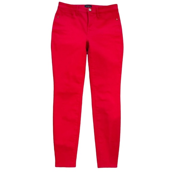 NWOT Talbots Size 2 High Rise Skinny Leg Ankle True Red Denim Jegging Jeans - Picture 1 of 10